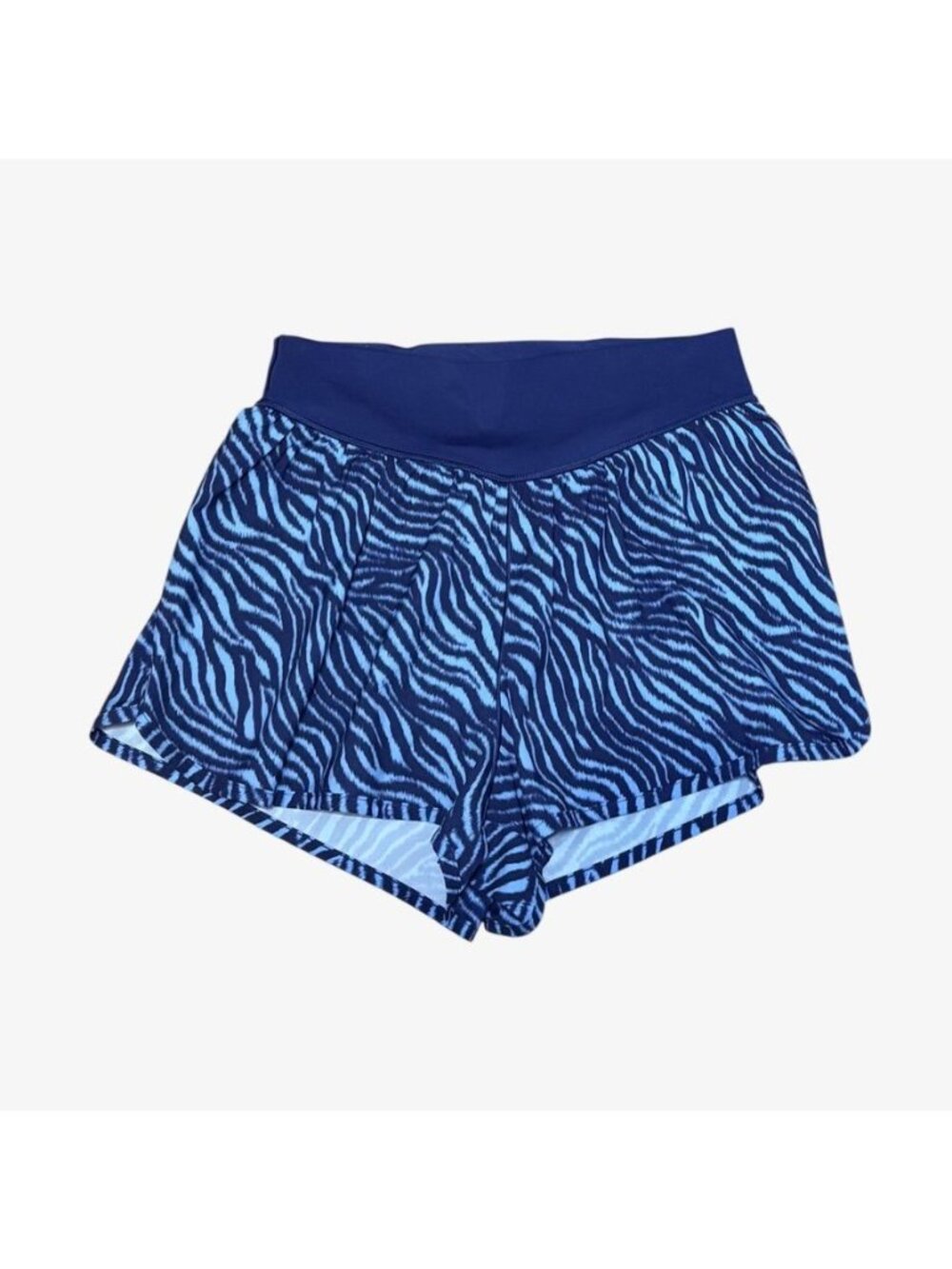 Offline Aerie Real Me Flowy Shorts M Blue Wave Stripe Activewear Athleisure EUC